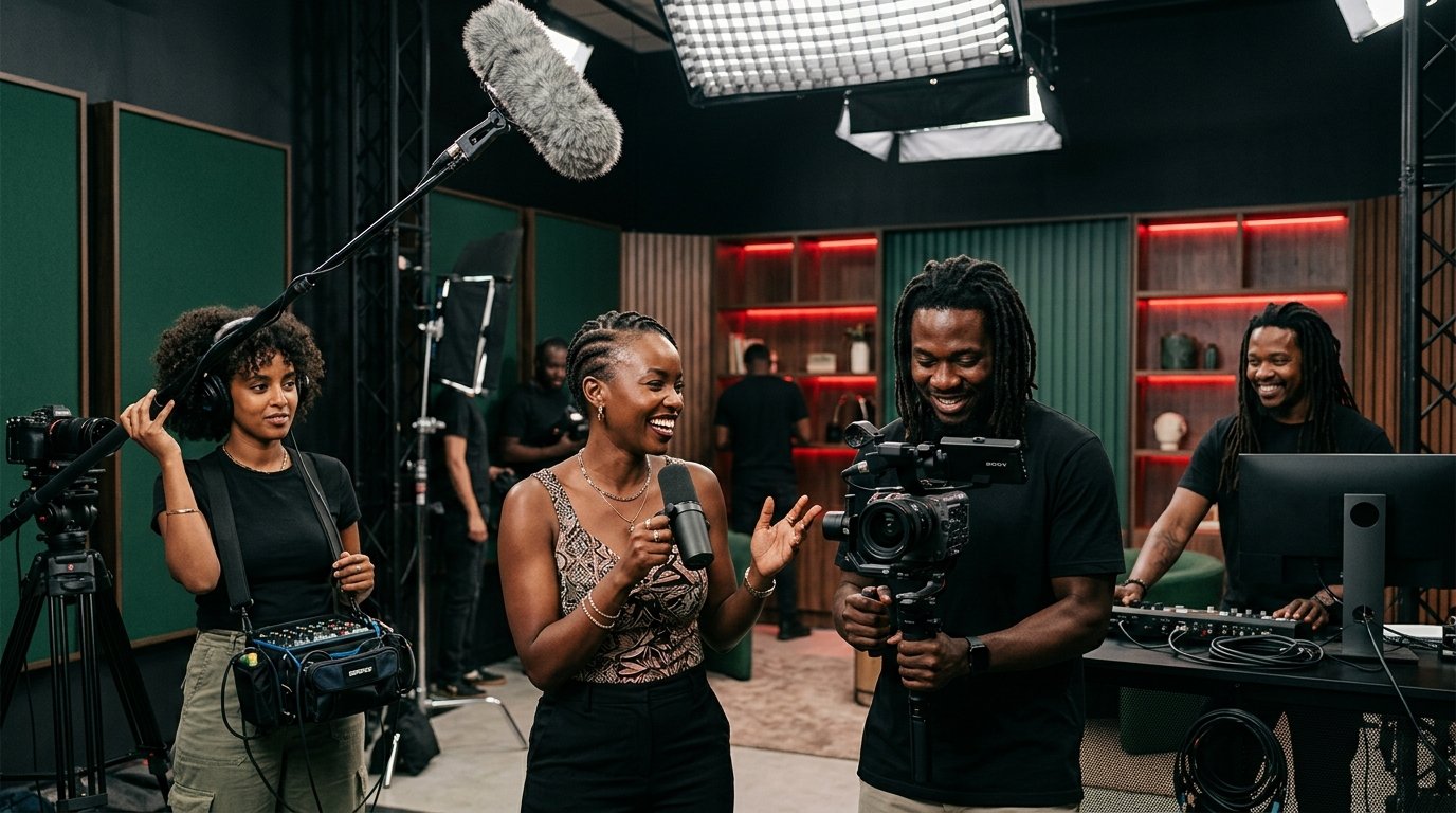 Professional creator working in a YouTube production studio