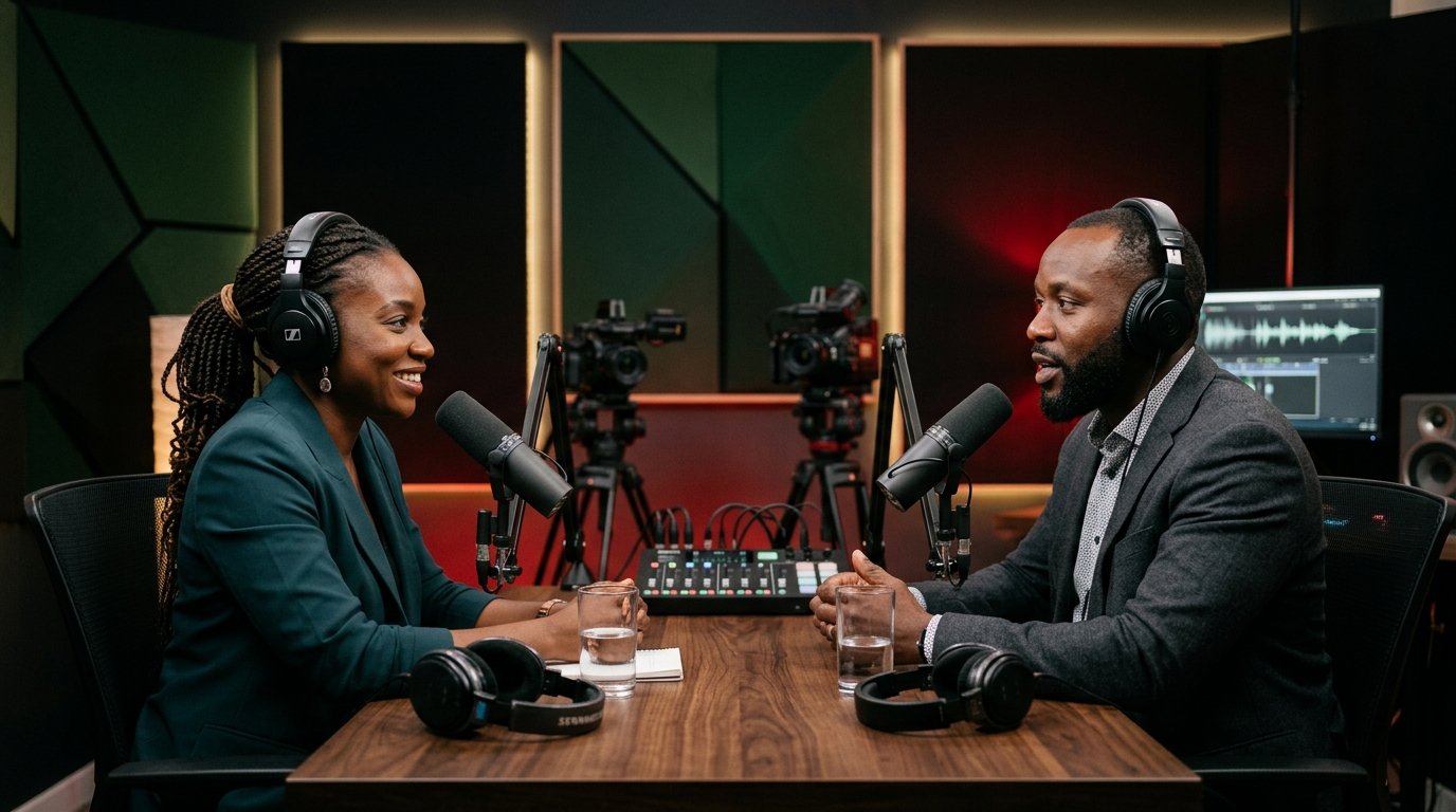 Professionals discussing a YouTube management partnership